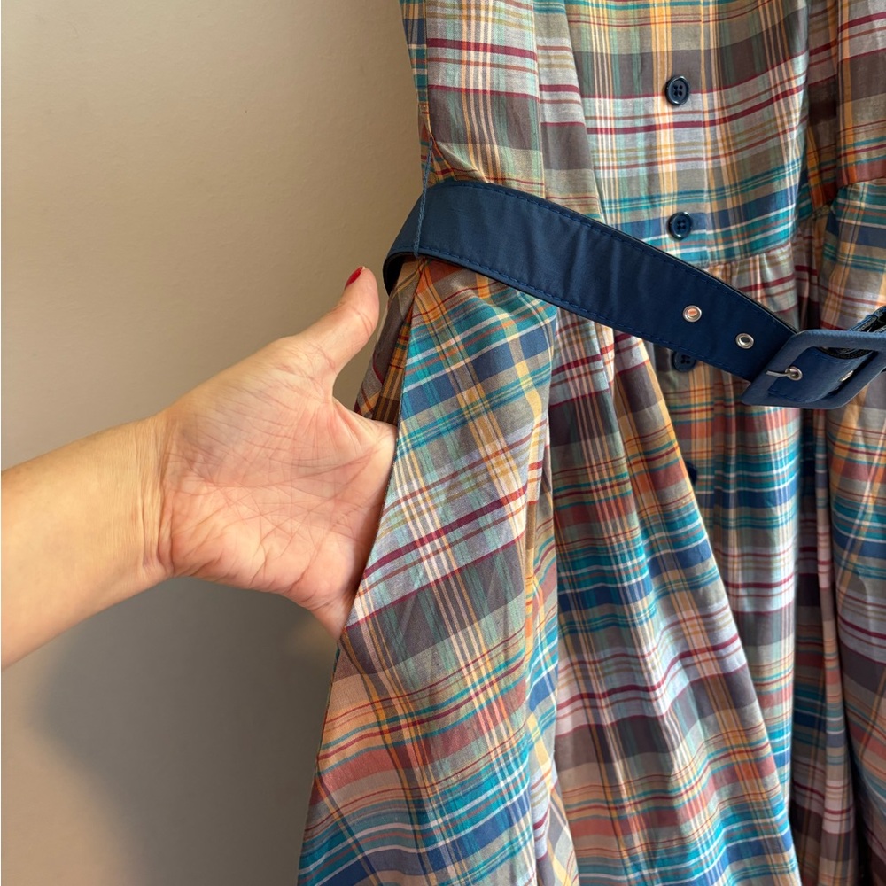 Unique Vintage Blue Plaid Dress - Picture 5 of 6